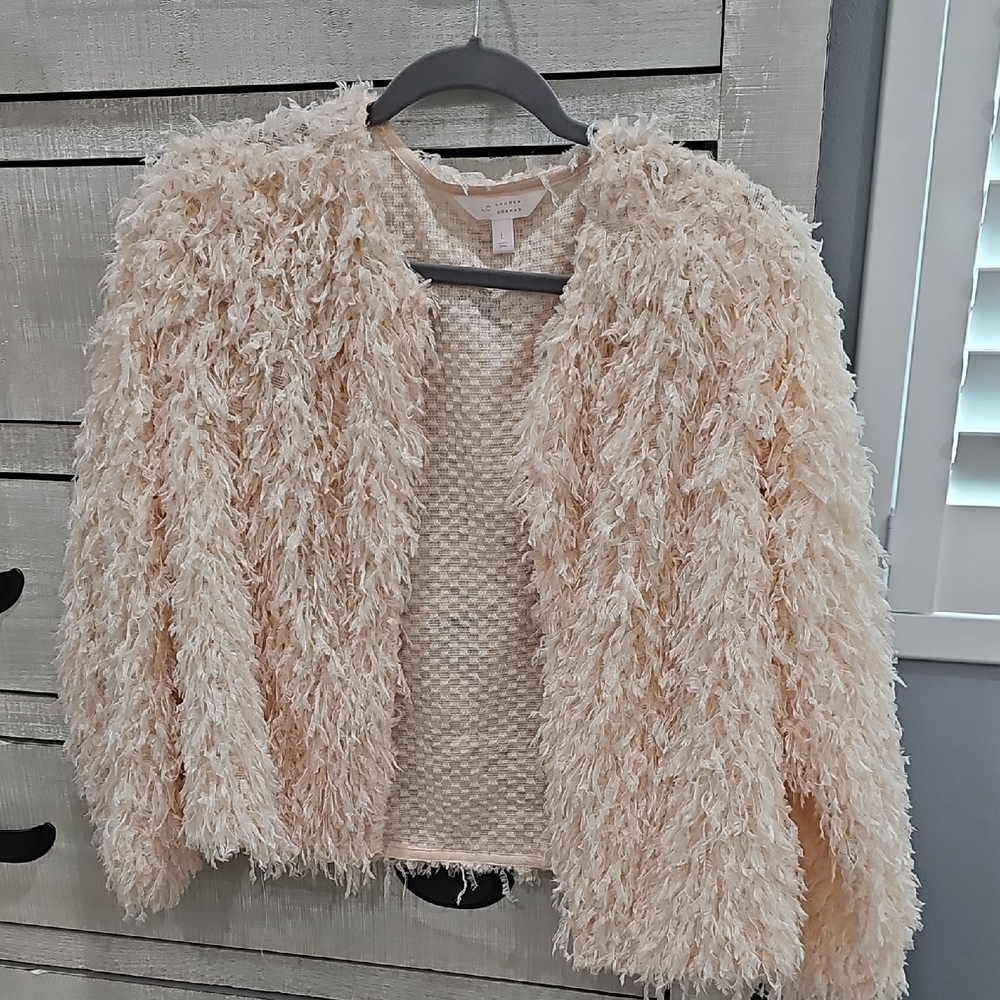 LC Lauren Conrad Cream Textured Jacket
